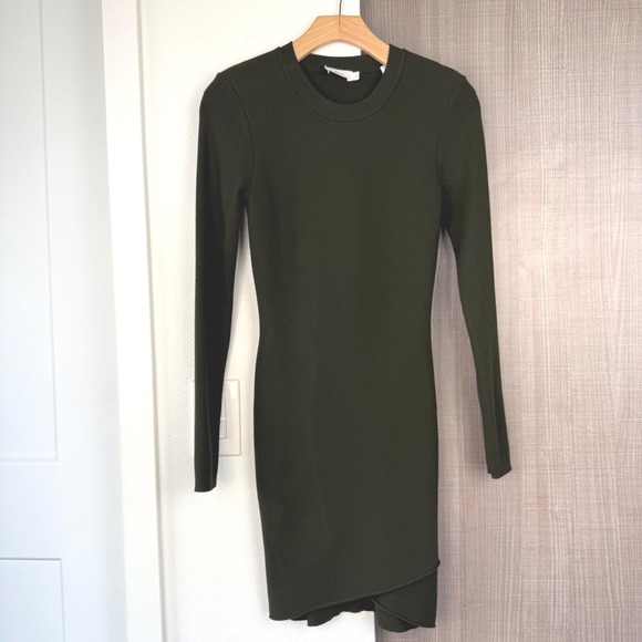 A.L.C Green Lara Ribbed Sweater Mini‎ Dress - Picture 4 of 12